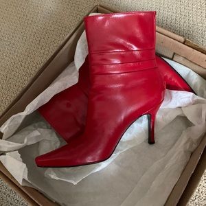 Stuart Weitzman Red Kid Ankle Boot Heels
